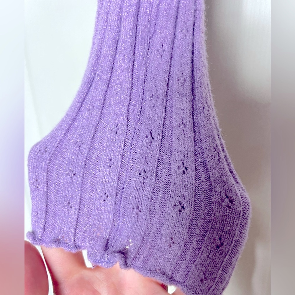 Purple Ribbed Knit Tie-Front Top - Picture 2 of 3